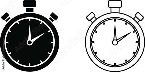Stopwatch timer clock icon isolated on transparent background, Vector