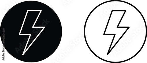 Lightning bolt icons isolated on transparent background, Vector