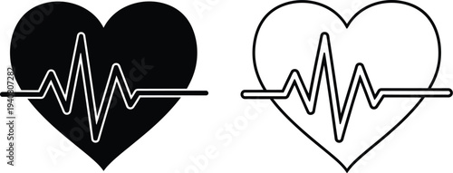 Heart rate medical symbol icon isolated on transparent background, Vector