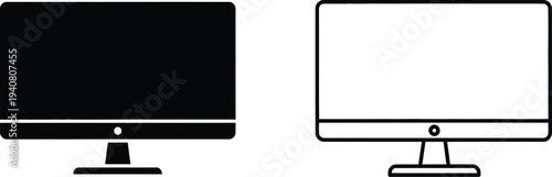 Computer monitor icons isolated on transparent background, Vector
