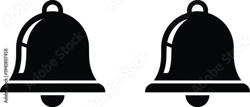 Two black bells icon isolated on transparent background, Vector