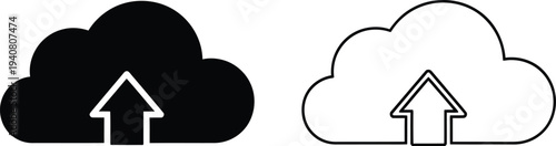 Cloud upload icons isolated on transparent background, Vector