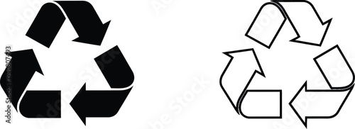 Recycling symbol icons isolated on transparent background, Vector