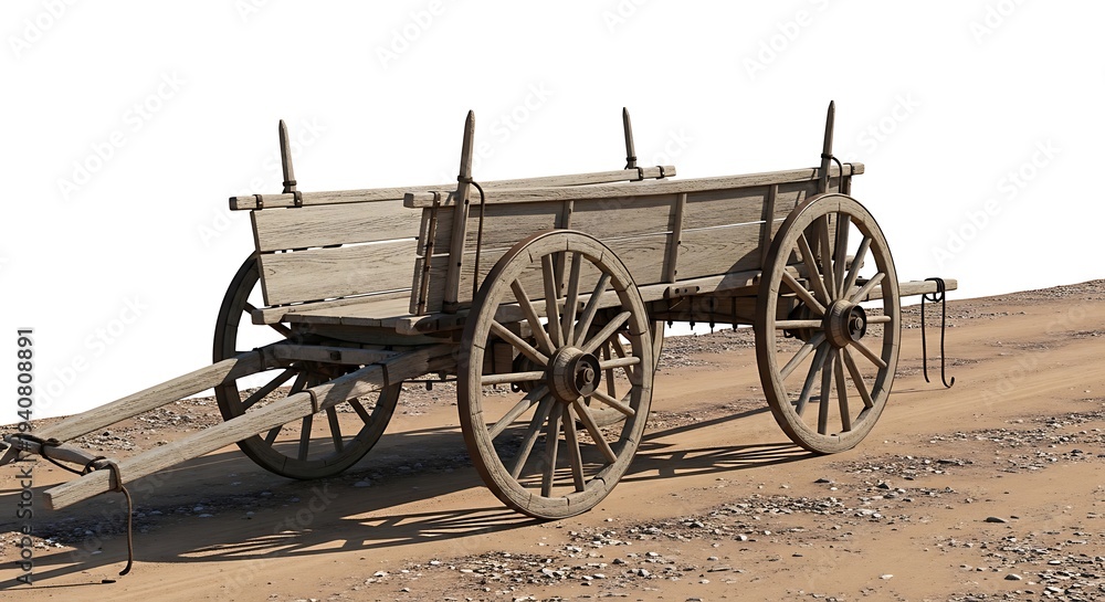 Fototapeta premium Old Weathered Wooden Cart on a Dirt Path