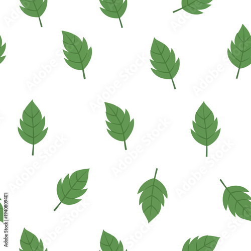Seamless pattern of vibrant green leaves, perfect for natural and botanical designs