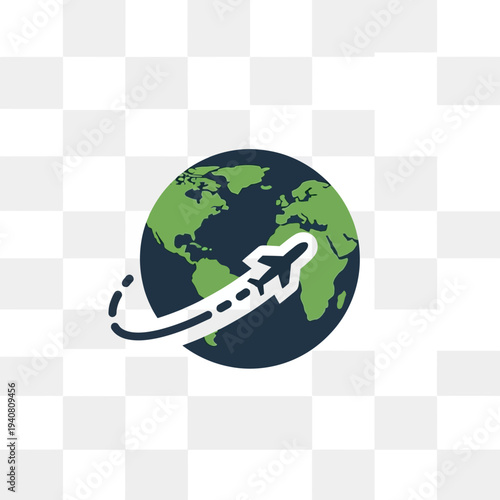 A stylized illustration of an airplane soaring around the globe, symbolizing international travel, global connectivity, and the joy of exploring new destinations