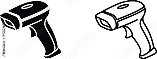 Barcode scanner and laser barcode reader isolated on transparent background, Vector