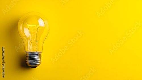 Bright Idea Light Bulb on a Vibrant Yellow Background.