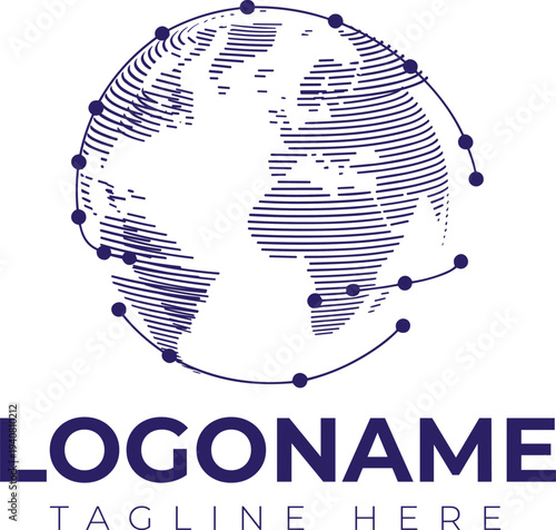 Professional Global Networking and Connectivity Globe Logo Design