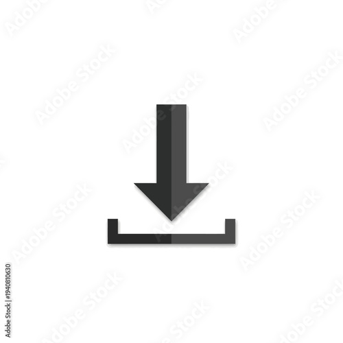 Minimalist digital download icon featuring a sleek arrow pointing downwards into a tray, symbolizing data transfer, saving, and acquisition for modern interfaces and applications