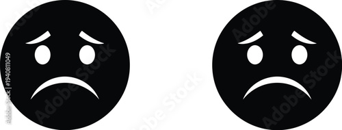 Angry faces emoticon unhappy expression isolated on transparent background, Vector