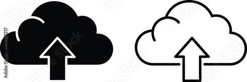 Cloud upload icons isolated on transparent background, Vector