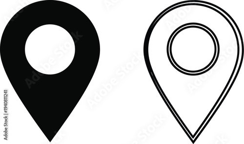 Map pin icons isolated on transparent background, Vector