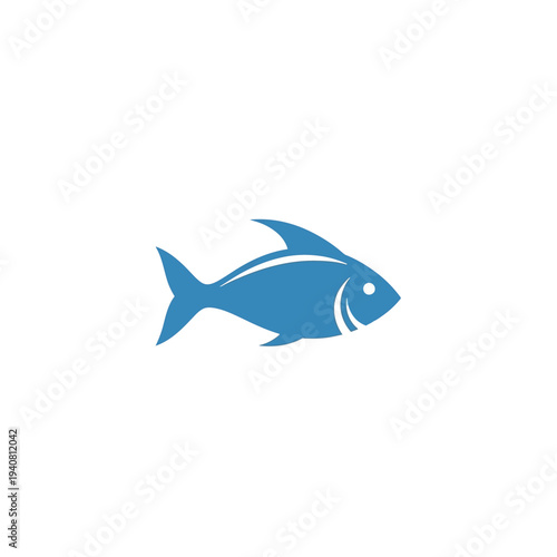 A Simple Blue Fish Icon Symbolizing Marine Life and Aquatic Creatures