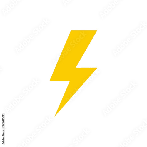 Simple yellow lightning bolt icon representing energy, power, and electricity against a clean white background