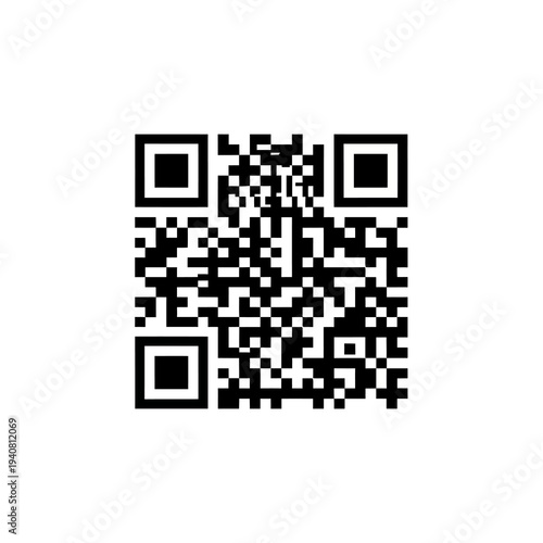 Modern black and white QR code for digital information access and quick scanning, representing secure data transfer and mobile technology trends