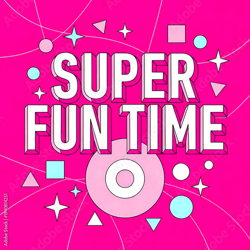 Bright pink background with white 3D text 