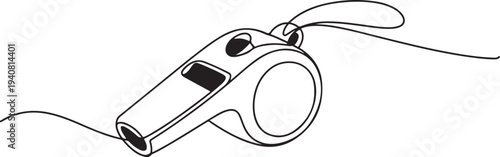 Continuous one line drawing of sport whistle icon, Sports whistle one line art. Continuous line drawing of sport. one line Icon drawing