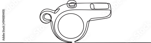 Continuous one line drawing of sport whistle icon, Sports whistle one line art. Continuous line drawing of sport. one line Icon drawing