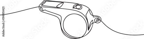 Continuous one line drawing of sport whistle icon, Sports whistle one line art. Continuous line drawing of sport. one line Icon drawing