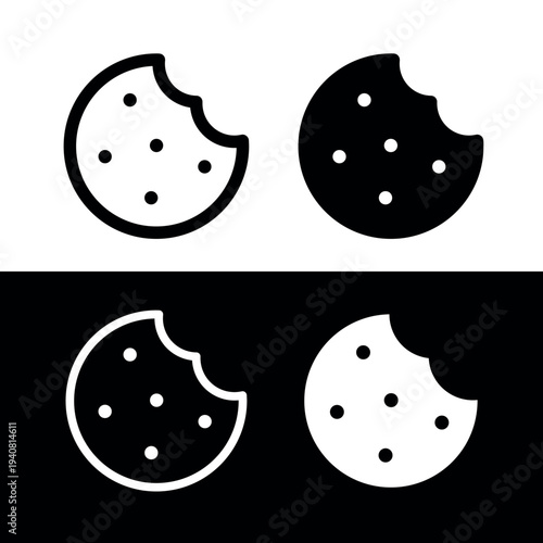 Cookie icon. Symbol for storing files, memory, or information on the web. Food or baked goods. A product of cooking, a chef, or a pastry chef. Vector icon.