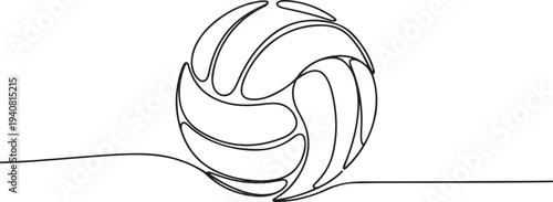 Continuous line drawing of ball. Volley ball one line art, Volleyball line icon design, Volley Ball, Volleyball icon in thin line style. one line Icon drawing