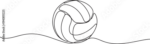 Continuous line drawing of ball. Volley ball one line art, Volleyball line icon design, Volley Ball, Volleyball icon in thin line style. one line Icon drawing