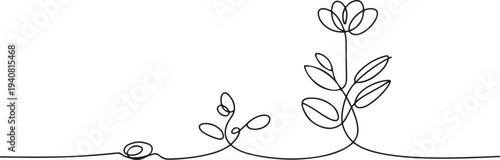 Continuous one line drawing of growing plant. Vector illustration, Growth, seedling, gardening concept single line. one line Icon drawing