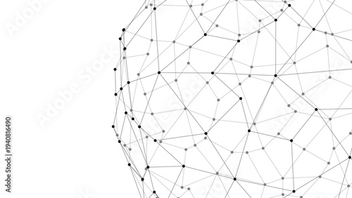 Abstract plexus style geometric mesh with interconnected dots and lines forming a tech inspired background.