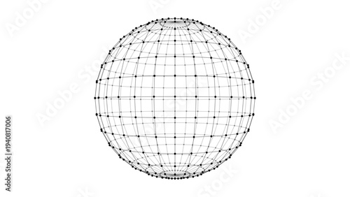Abstract wireframe sphere. Dots connected by lines. Technology abstract background. Minimalist mesh backdrop. Abstract polygonal shape.