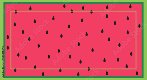 Refreshing watermelon pattern with seeds and green border, perfect for summer themes