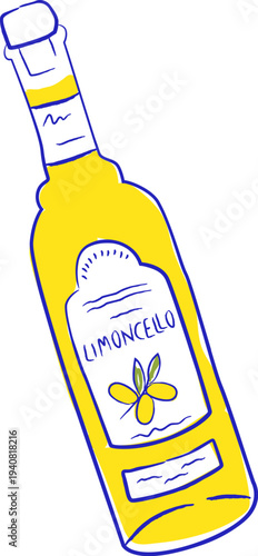 Limoncello Bottle Hand Drawn Line