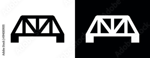 Metal bridge icon. Pictogram for marking an area on a map. Road or transport attribute. Construction of an iron bridge across a river. Vector icon.