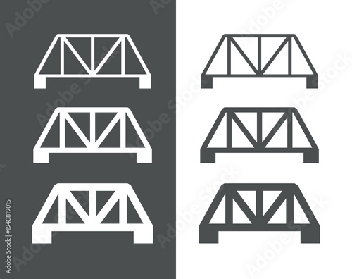Metal bridge icon. Pictogram for marking an area on a map. Road or transport attribute. Construction of an iron bridge across a river. Vector icon.