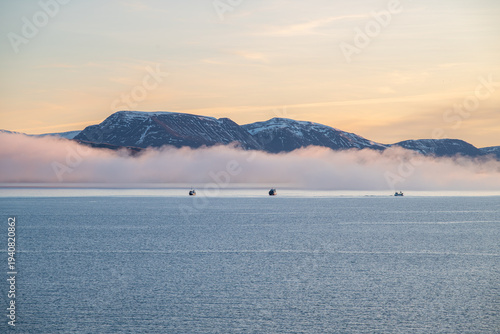 Beautiful sunset view of Eyjafjordur in Iceland