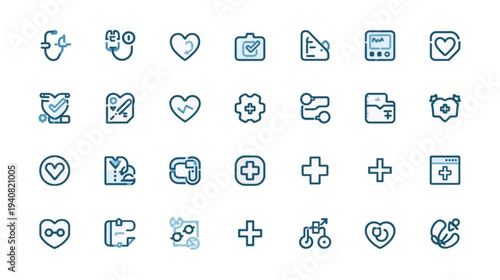 Medical icons for healthcare and wellness concepts
