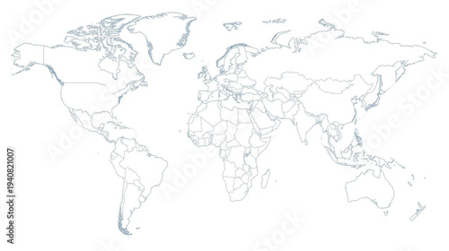 Detailed world map with country borders for global navigation and planning