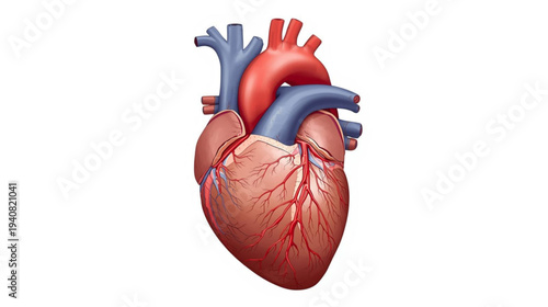 Detailed human heart anatomy illustration