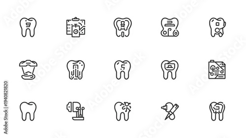 Dental icons set for healthcare and medical design
