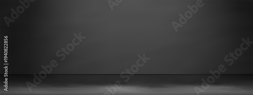 Abstract black gradient podium background.