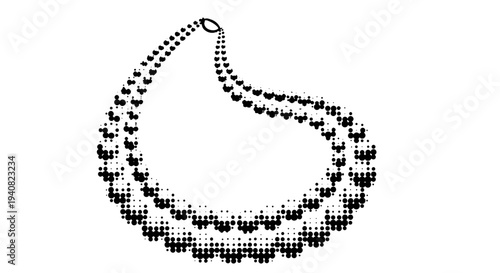 Elegant halftone dot pattern double strand pearl necklace isolated