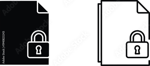 Secure documents icon set isolated on transparent background, Vector