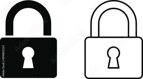 Lock and unlock icons isolated on transparent background, Vector
