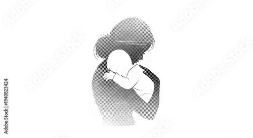 Mother holding infant baby in silhouette nurturing love family bond