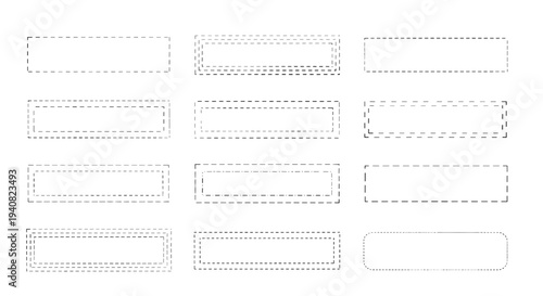 Collection of blank rectangular frames with dashed and solid borders