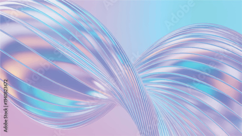 Abstract Futuristic Swirls with Holographic Texture and Gradient Background