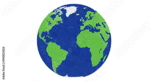 Stylized globe icon with continents of earth on white background