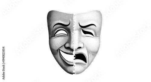 Dual faced mask showing happiness and sadness