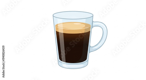 Vector illustration of a glass of black coffee with crema isolated on white
