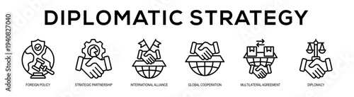 Diplomatic Strategy web banner illustration concept